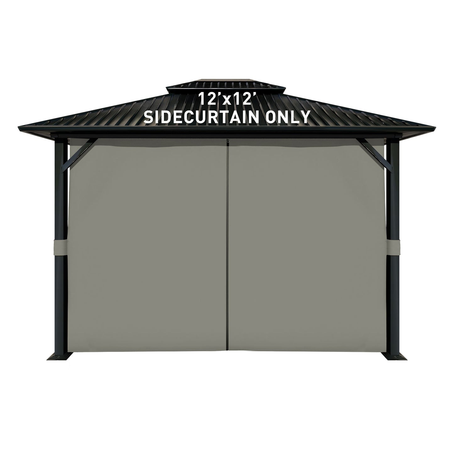 Outdoor Gazebo Curtains, 4 Panels Privacy Sidewall Replacement (Curtain Only) - Grey