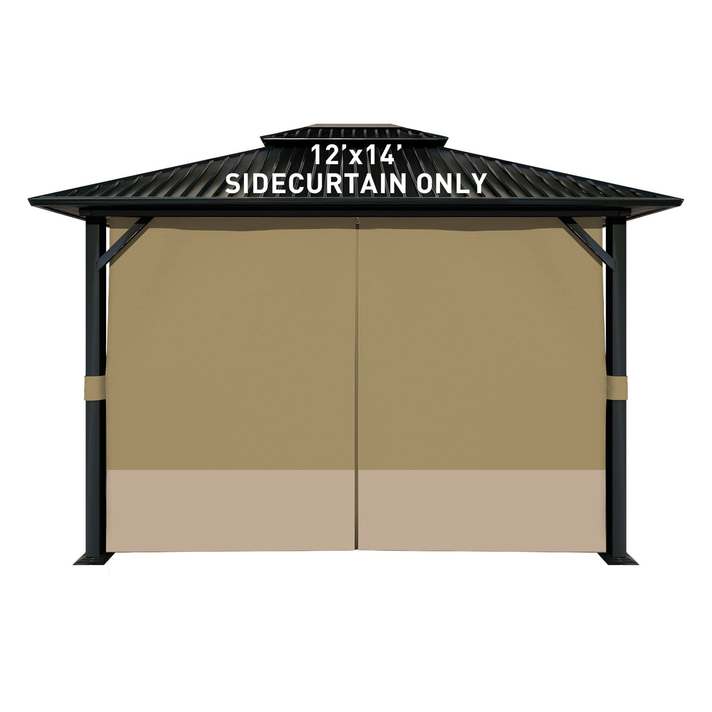 Outdoor Gazebo Curtains, 4 Panels Privacy Sidewall Replacement (Curtain Only) - Khaki and Sand Yellow