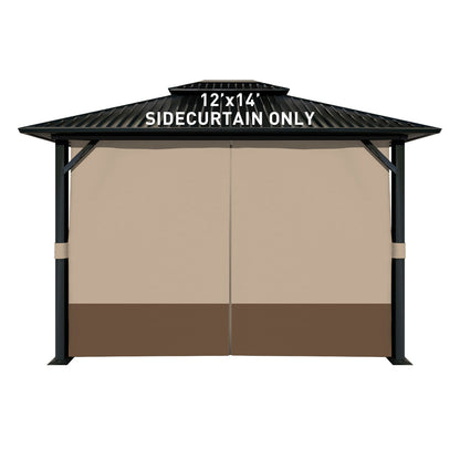 Outdoor Gazebo Curtains, 4 Panels Privacy Sidewall Replacement (Curtain Only) - Sand Yellow and Brown