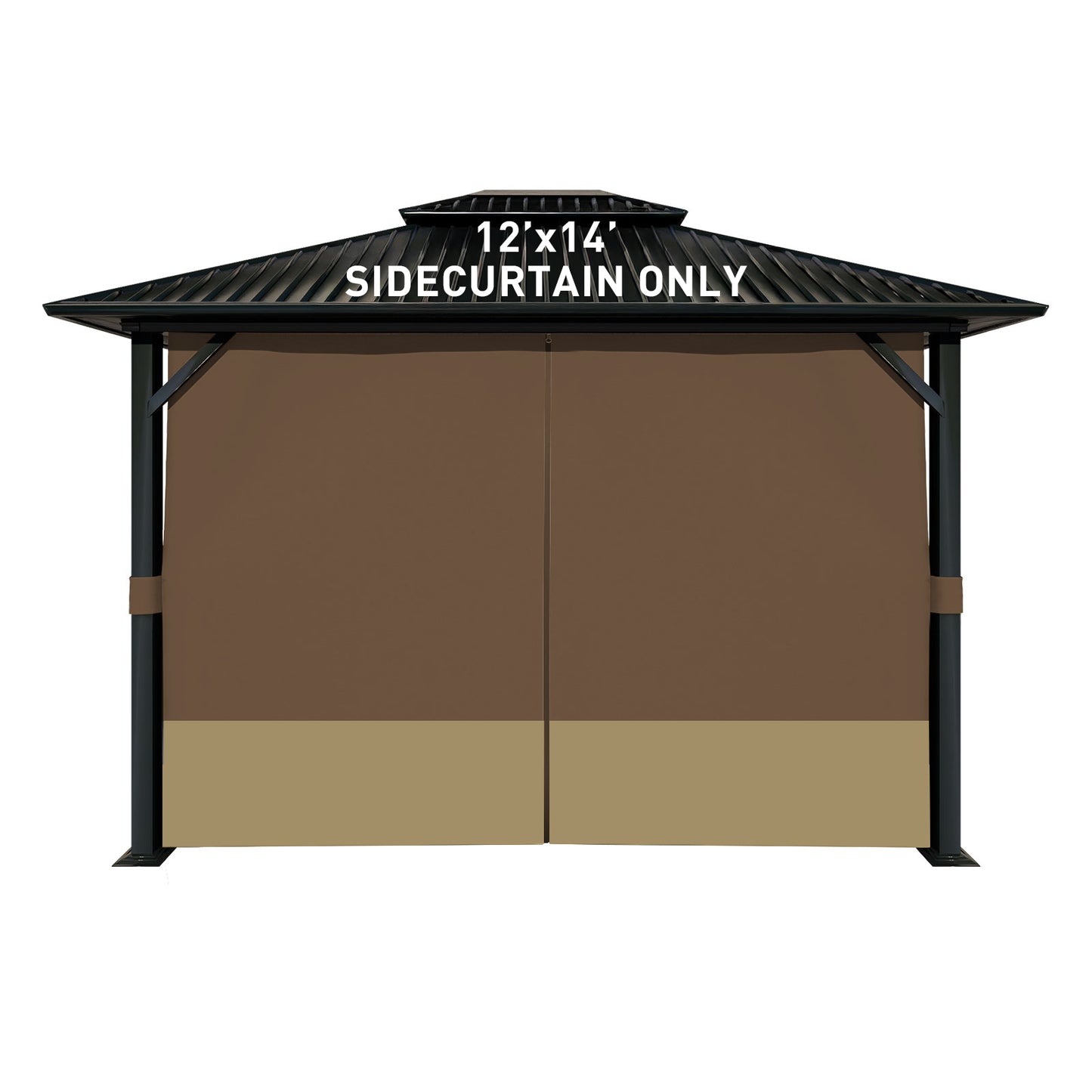 Outdoor Gazebo Curtains, 4 Panels Privacy Sidewall Replacement (Curtain Only) - Coffee and Khaki