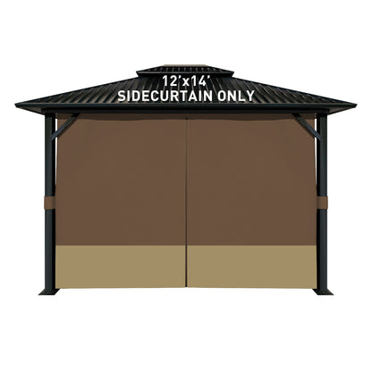 Outdoor Gazebo Curtains, 4 Panels Privacy Sidewall Replacement (Curtain Only) - Coffee and Khaki