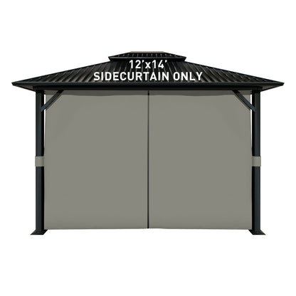 Outdoor Gazebo Curtains, 4 Panels Privacy Sidewall Replacement (Curtain Only) - Grey