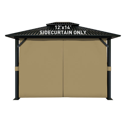 Outdoor Gazebo Curtains, 4 Panels Privacy Sidewall Replacement (Curtain Only) - Khaki