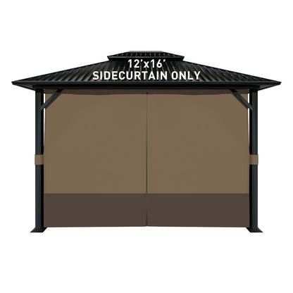 Outdoor Gazebo Curtains, 4 Panels Privacy Sidewall Replacement (Curtain Only) - Light Coffee and Coffee