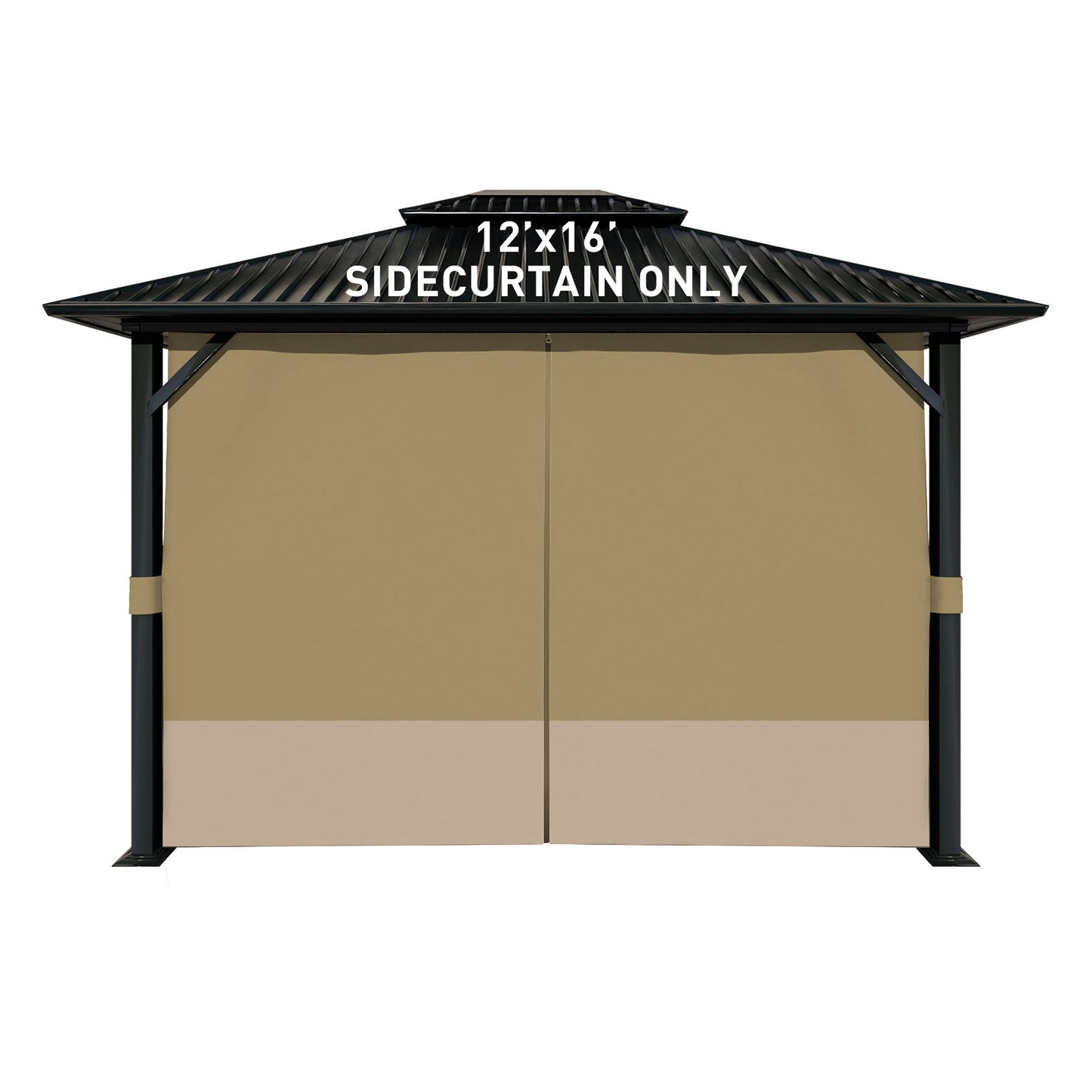 Outdoor Gazebo Curtains, 4 Panels Privacy Sidewall Replacement (Curtain Only) - Khaki and Sand Yellow