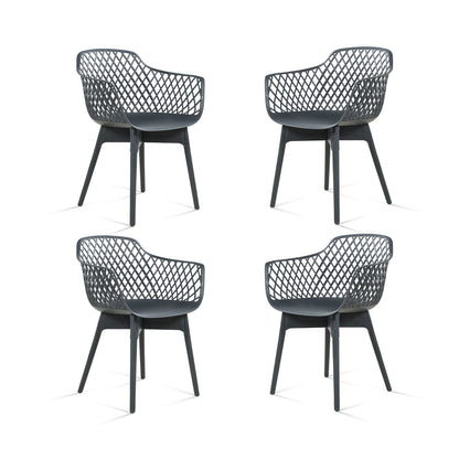Modern Dining Chairs Set, Weather-Resistant Plastic Cafe Chairs