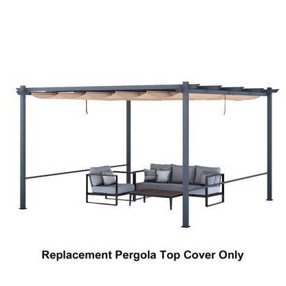 Pergola Replacement Canopy - Retractable Sun Shade Cover with Water-Resistant & UPF 50+ UV Blocking for Outdoor Patio