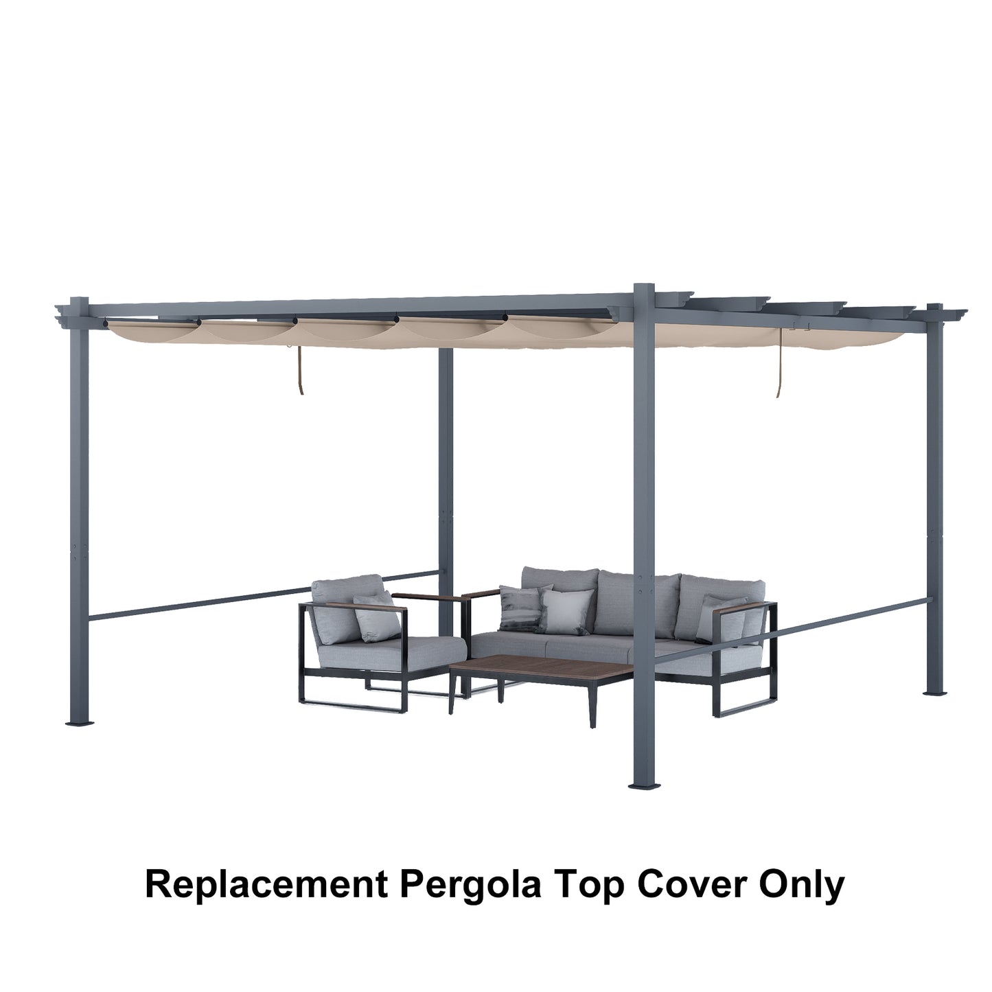 Pergola Replacement Canopy - Retractable Sun Shade Cover with Water-Resistant & UPF 50+ UV Blocking for Outdoor Patio Aoodor 