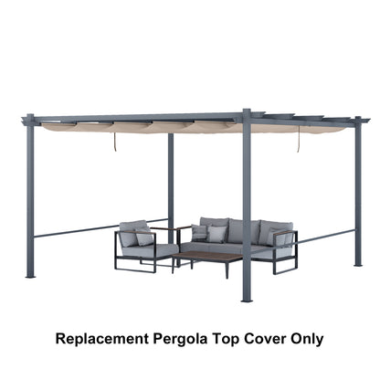 Pergola Replacement Canopy - Retractable Sun Shade Cover with Water-Resistant & UPF 50+ UV Blocking for Outdoor Patio