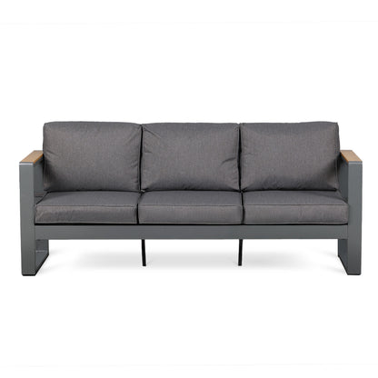 3 Seater Aluminum Sofa Couch Deep Seat - All-Weather Resistant Outdoor Conversation Set with Thick Cushions