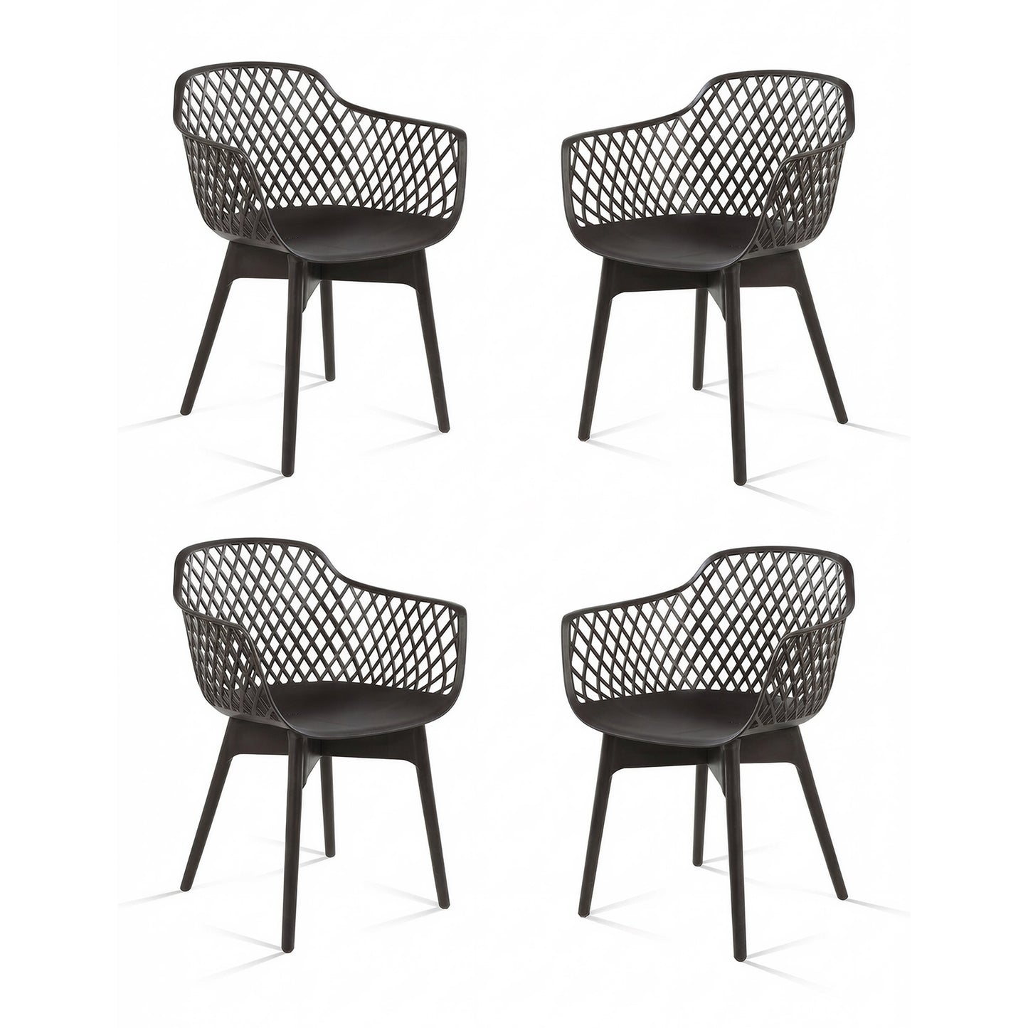 Modern Dining Chairs Set, Weather-Resistant Plastic Cafe Chairs
