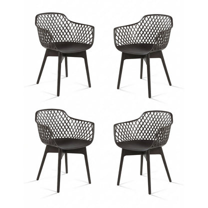 Modern Dining Chairs Set, Weather-Resistant Plastic Cafe Chairs