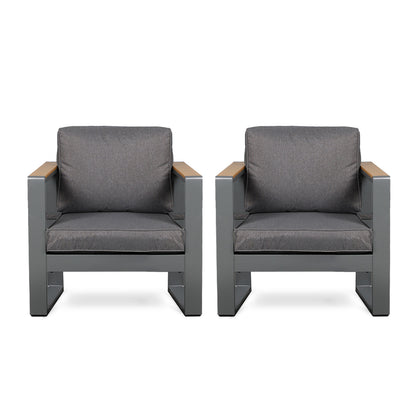 2 PCS Armchairs Aluminum Sofa Couch Deep Seat with Thick Cushions