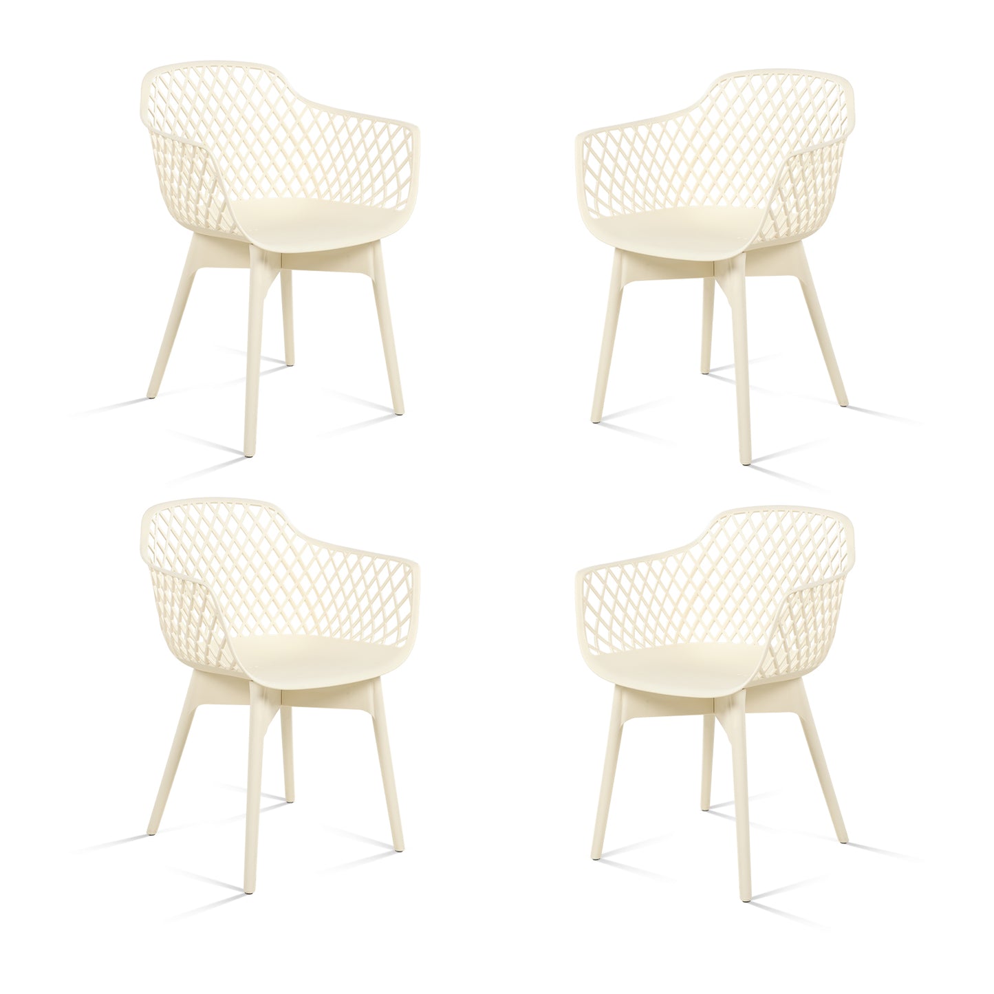 Modern Dining Chairs Set, Weather-Resistant Plastic Cafe Chairs