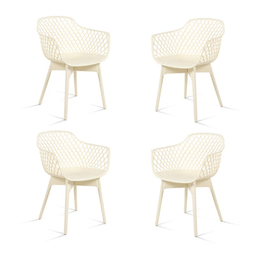 Modern Dining Chairs Set, Weather-Resistant Plastic Cafe Chairs