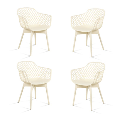 Modern Dining Chairs Set, Weather-Resistant Plastic Cafe Chairs