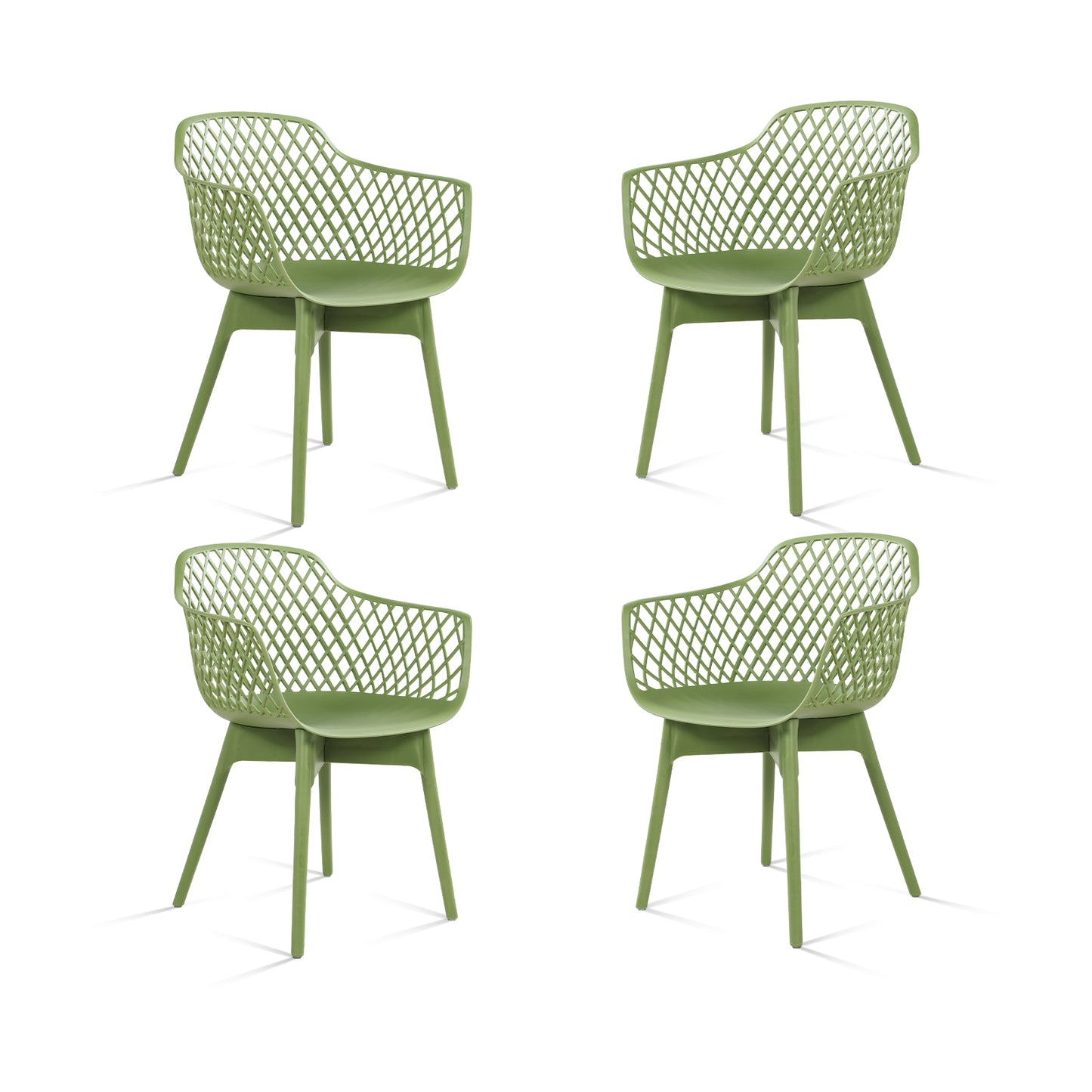 Modern Dining Chairs Set, Weather-Resistant Plastic Cafe Chairs