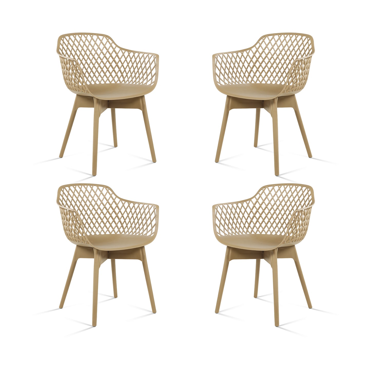 Modern Dining Chairs Set, Weather-Resistant Plastic Cafe Chairs