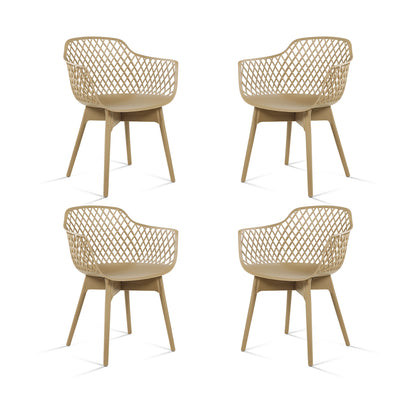 Modern Dining Chairs Set, Weather-Resistant Plastic Cafe Chairs