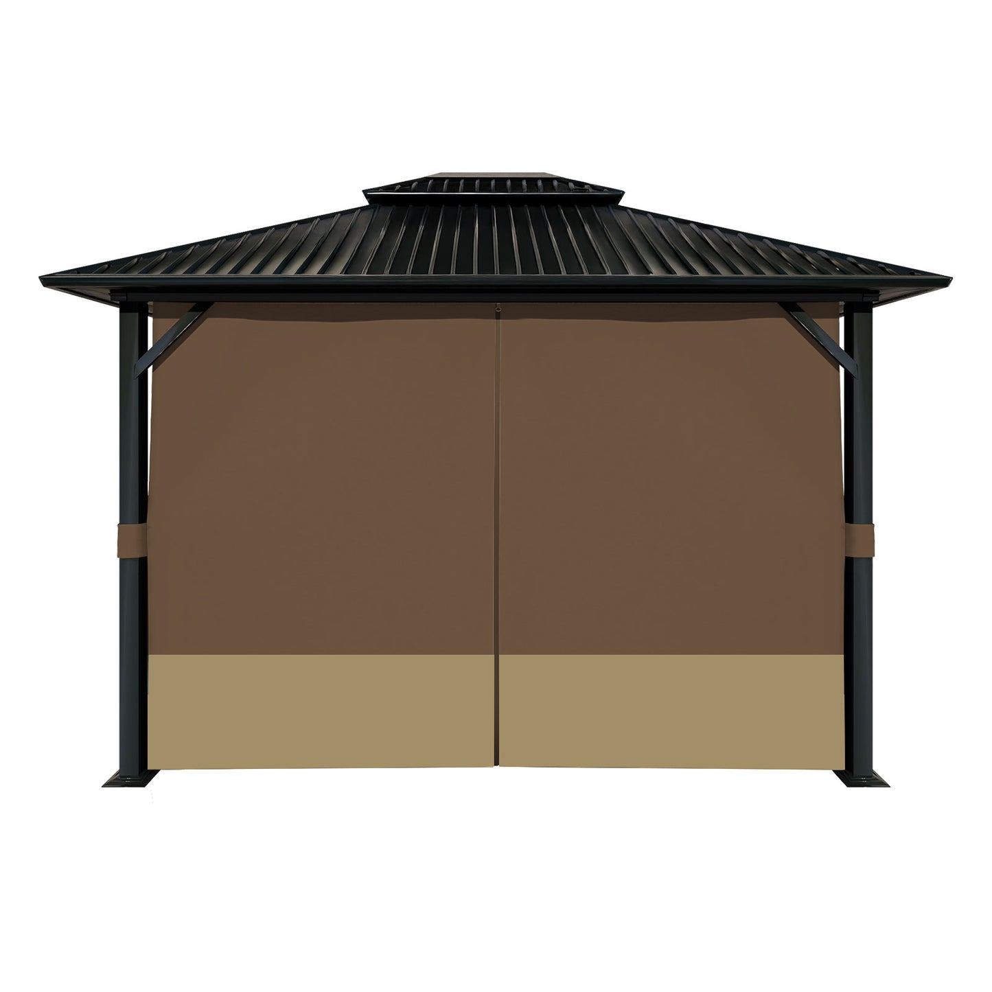 Outdoor Gazebo Curtains, 4 Panels Privacy Sidewall Replacement (Curtain Only) - Coffee and Khaki