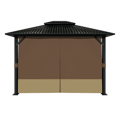 Outdoor Gazebo Curtains, 4 Panels Privacy Sidewall Replacement (Curtain Only) - Coffee and Khaki
