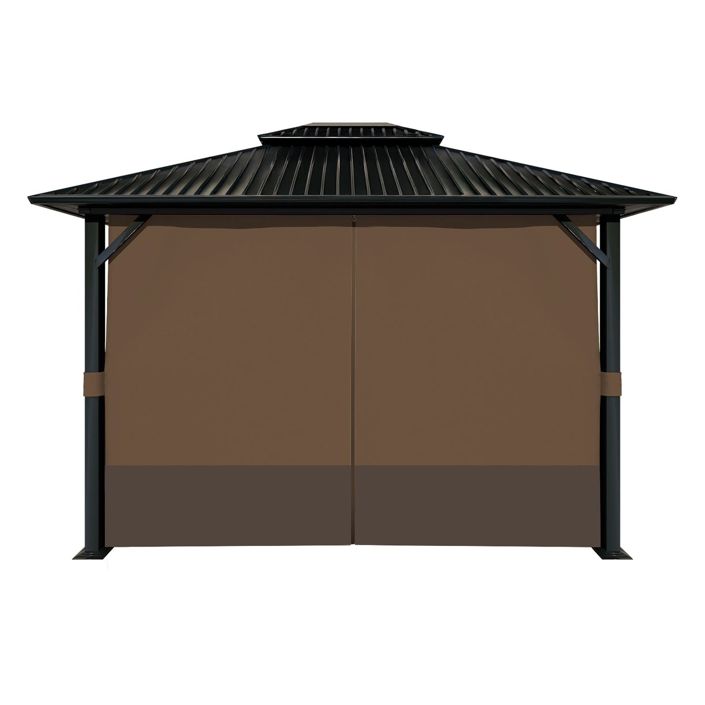 Outdoor Gazebo Curtains, 4 Panels Privacy Sidewall Replacement (Curtain Only) - Brown and Coffee