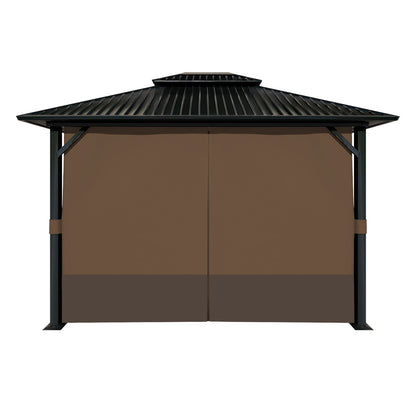 Outdoor Gazebo Curtains, 4 Panels Privacy Sidewall Replacement (Curtain Only) - Brown and Coffee