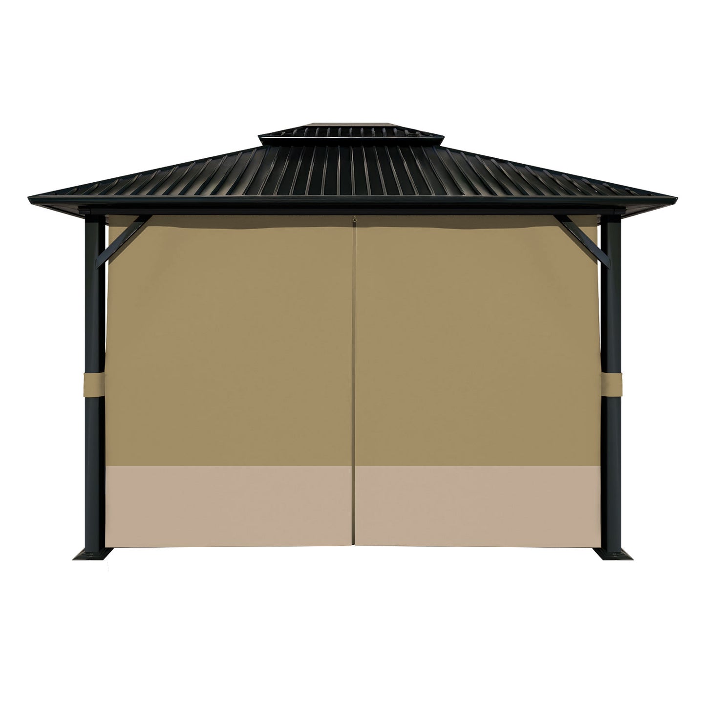 Outdoor Gazebo Curtains, 4 Panels Privacy Sidewall Replacement (Curtain Only) - Khaki and Sand Yellow