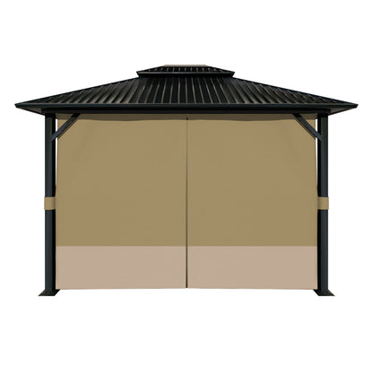 Outdoor Gazebo Curtains, 4 Panels Privacy Sidewall Replacement (Curtain Only) - Khaki and Sand Yellow