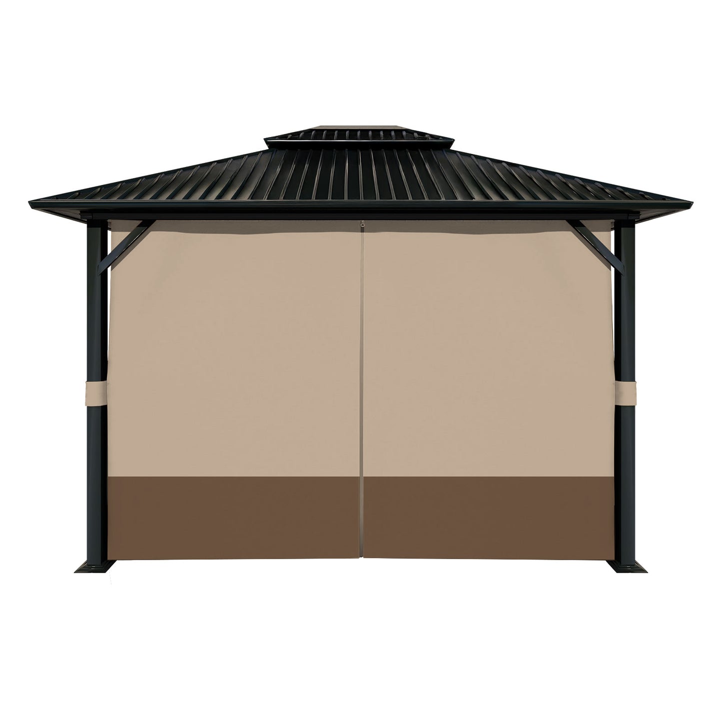 Outdoor Gazebo Curtains, 4 Panels Privacy Sidewall Replacement (Curtain Only) - Sand Yellow and Brown