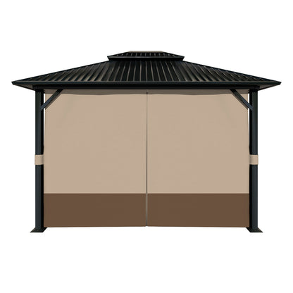 Outdoor Gazebo Curtains, 4 Panels Privacy Sidewall Replacement (Curtain Only) - Sand Yellow and Brown