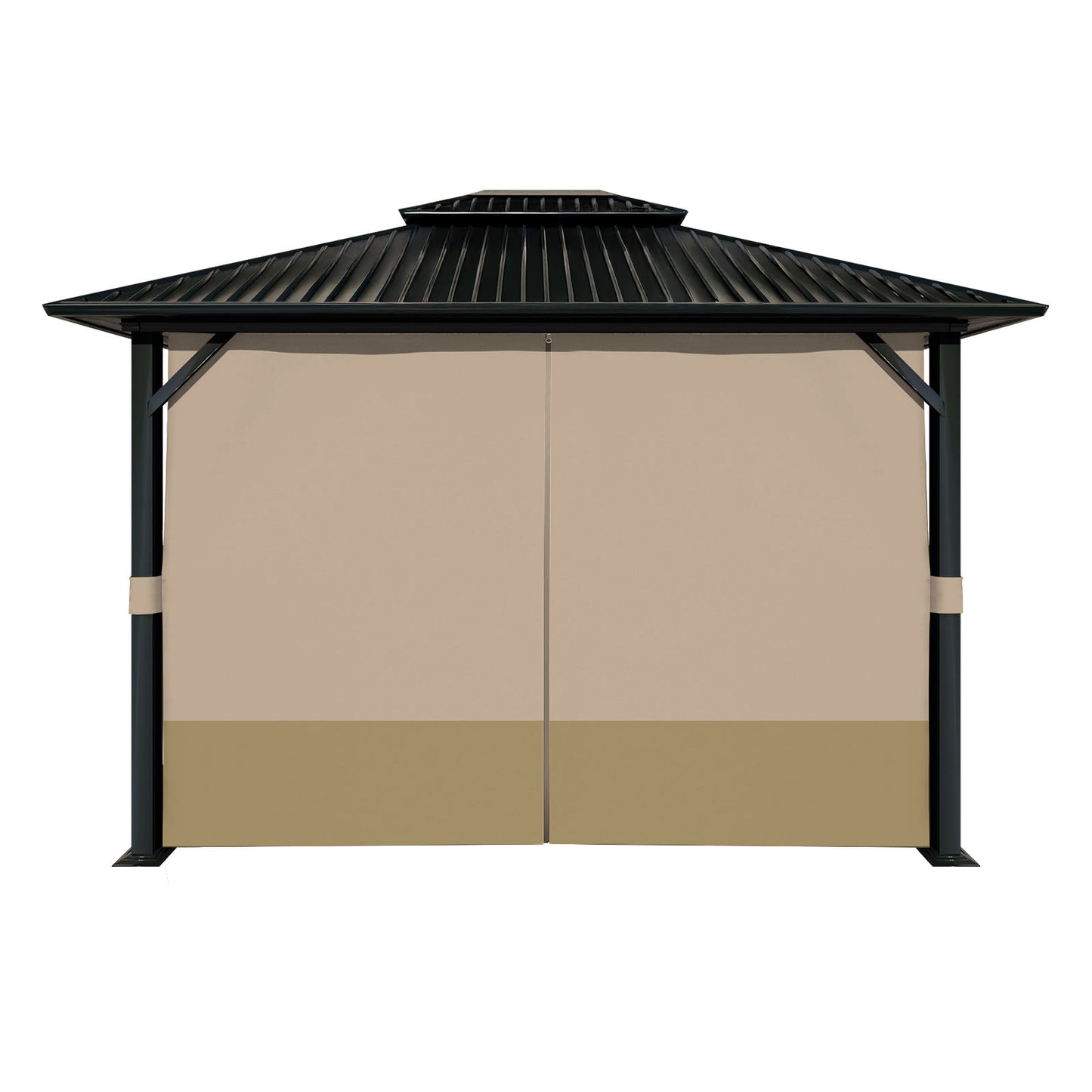 Outdoor Gazebo Curtains, 4 Panels Privacy Sidewall Replacement (Curtain Only) - Sand Yellow and Khaki
