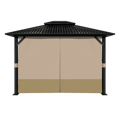 Outdoor Gazebo Curtains, 4 Panels Privacy Sidewall Replacement (Curtain Only) - Sand Yellow and Khaki