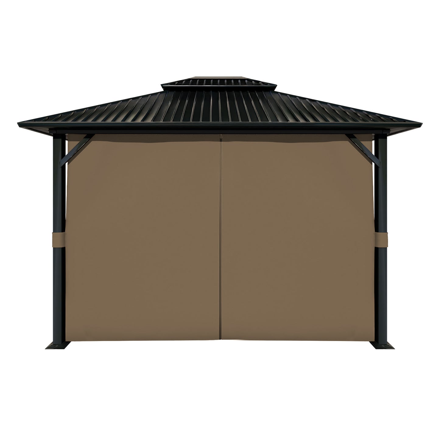 Outdoor Gazebo Curtains, 4 Panels Privacy Sidewall Replacement (Curtain Only) - Light Coffee
