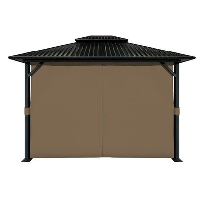 Outdoor Gazebo Curtains, 4 Panels Privacy Sidewall Replacement (Curtain Only) - Light Coffee