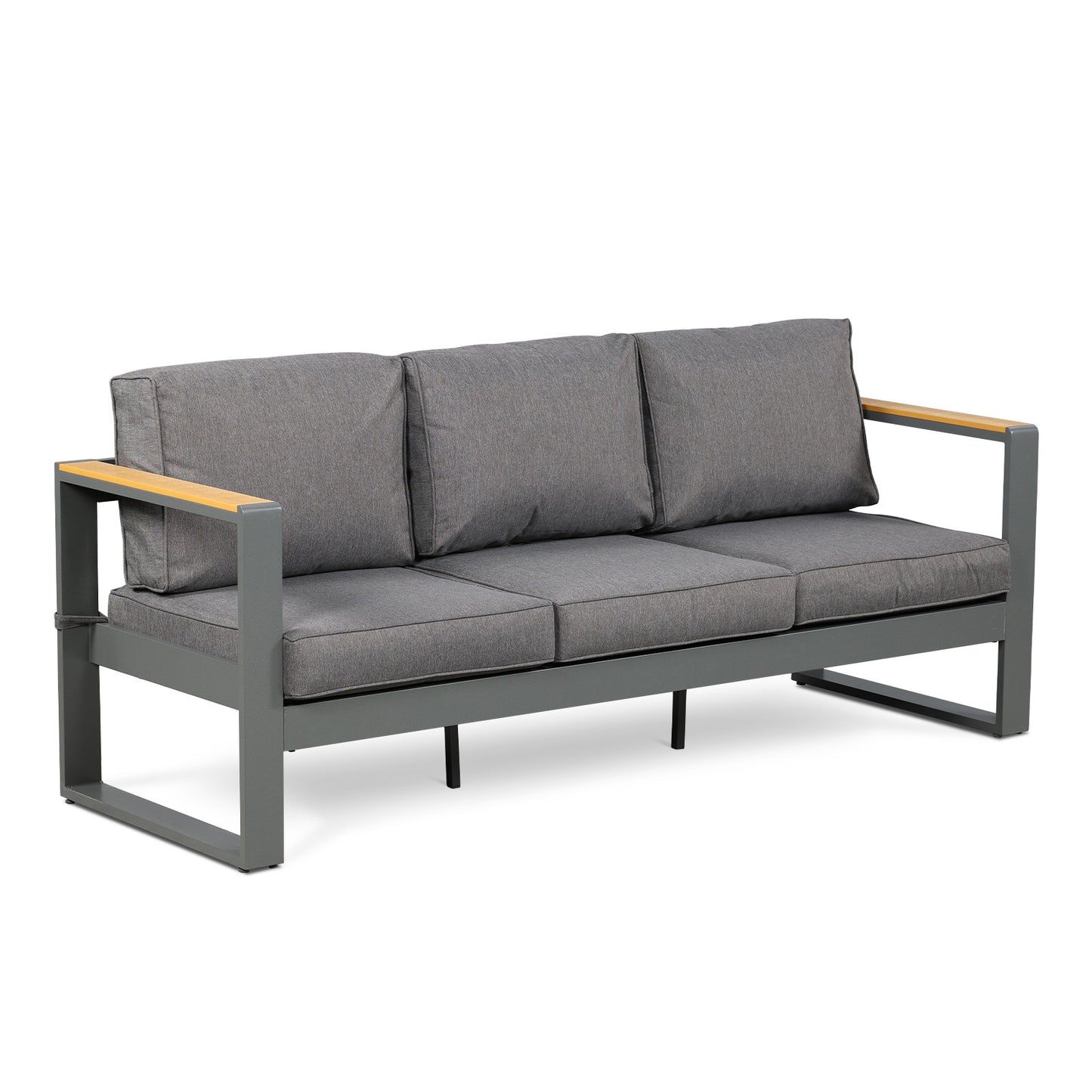 3 Seater Aluminum Sofa Couch Deep Seat - All-Weather Resistant Outdoor Conversation Set with Thick Cushions