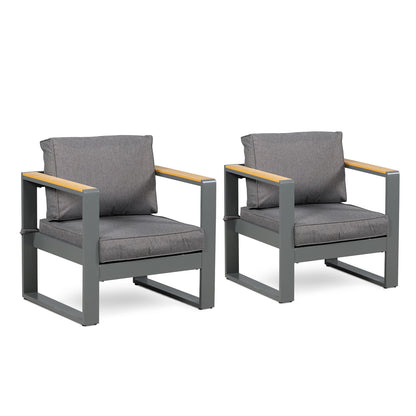 2 PCS Armchairs Aluminum Sofa Couch Deep Seat with Thick Cushions