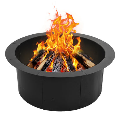 36 inch Metal Fire Pit Ring, Large Portable Outdoor Firepit - Aoodor 
