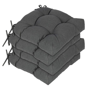 19x19x5 Inch Tufted Outdoor Chair Cushions, Water and Fade Resistant Polyester Dining Chair Pads with Ties - Dark Gray Aoodor 
