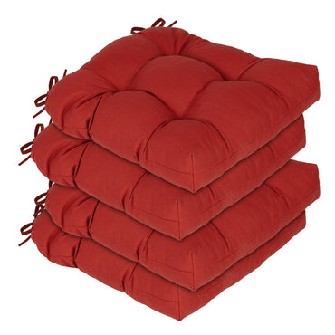 19x19x5 Inch Tufted Outdoor Chair Cushions, Water and Fade Resistant Polyester Dining Chair Pads with Ties - Red Aoodor 