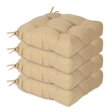 19x19x5 Inch Tufted Outdoor Chair Cushions, Water and Fade Resistant Polyester Dining Chair Pads with Ties - Brown Aoodor 