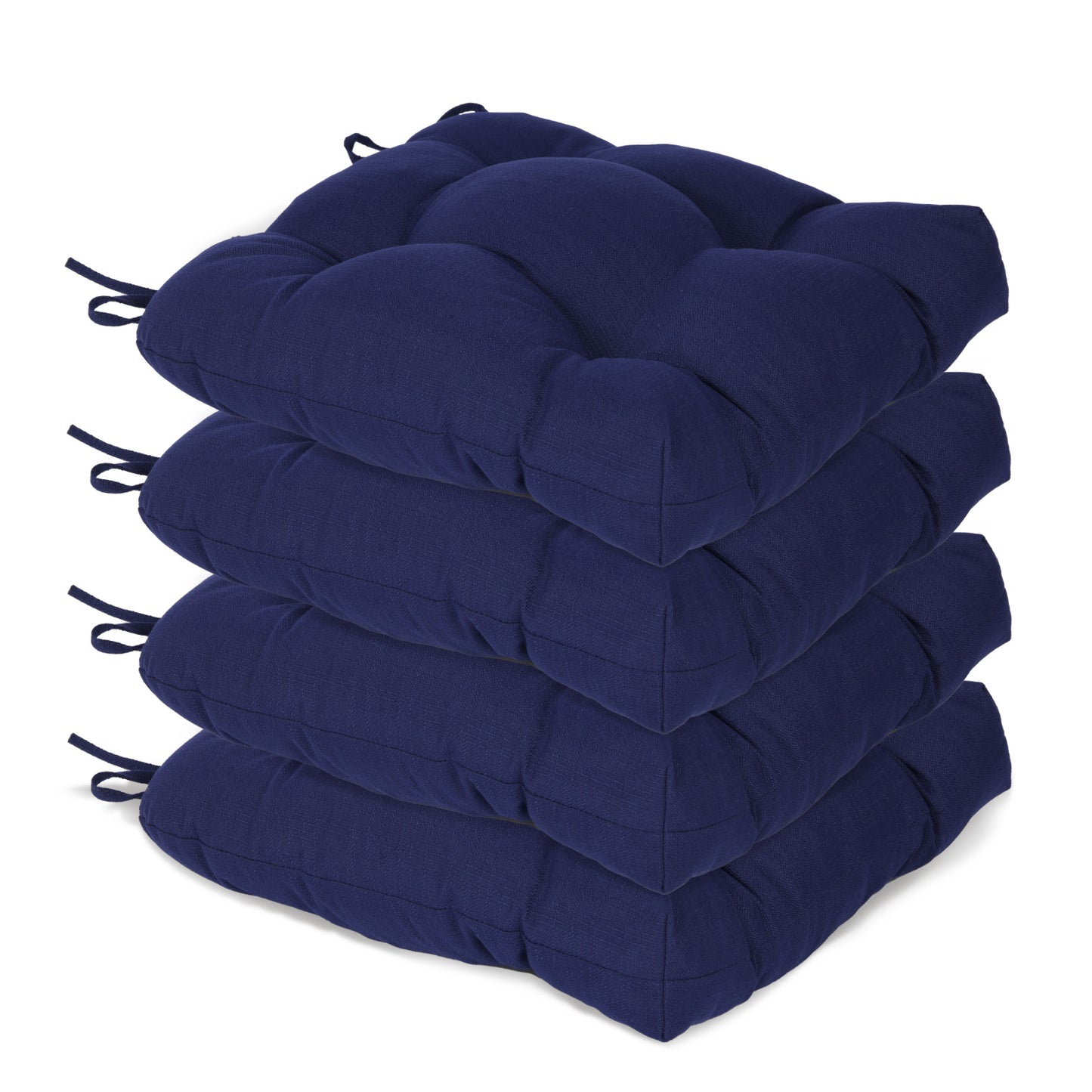 19x19x5 Inch Tufted Outdoor Chair Cushions, Water and Fade Resistant Polyester Dining Chair Pads with Ties - Dark Blue Aoodor 