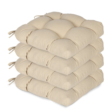 19x19x5 Inch Tufted Outdoor Chair Cushions, Water and Fade Resistant Polyester Dining Chair Pads with Ties - Khaki Aoodor 