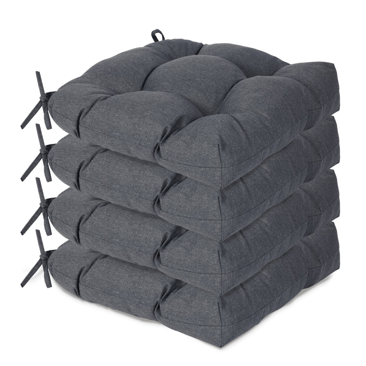 19x19x5 Inch Tufted Outdoor Chair Cushions, Water and Fade Resistant Polyester Dining Chair Pads with Ties - Dark Gray Aoodor 