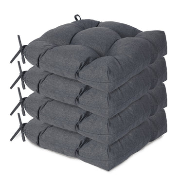 19x19x5 Inch Tufted Outdoor Chair Cushions, Water and Fade Resistant Polyester Dining Chair Pads with Ties - Dark Gray Aoodor 