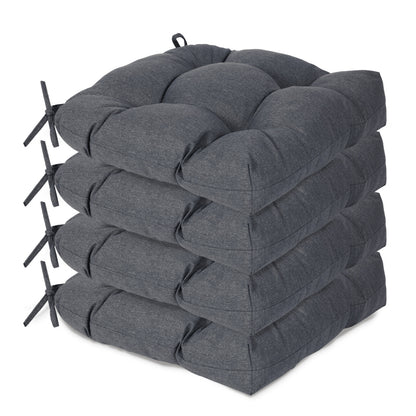 19x19x5 Inch Tufted Outdoor Chair Cushions, Water and Fade Resistant Polyester Dining Chair Pads with Ties - Dark Gray