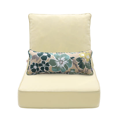 Outdoor Deep Seat Cushion Set with Lumbar Pillow, Patio Chair Back & Seat Cushions, Cream Yellow