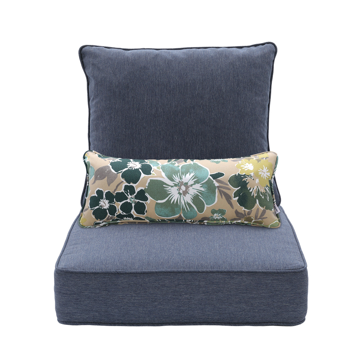 Outdoor Deep Seat Cushion Set with Lumbar Pillow, Patio Chair Back & Seat Cushions, Navy Blue