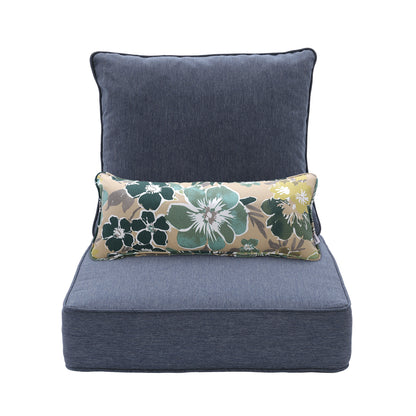 Outdoor Deep Seat Cushion Set with Lumbar Pillow, Patio Chair Back & Seat Cushions, Navy Blue