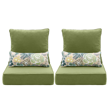 Outdoor Deep Seat Cushion Set with Lumbar Pillow, Patio Chair Back & Seat Cushions, Green